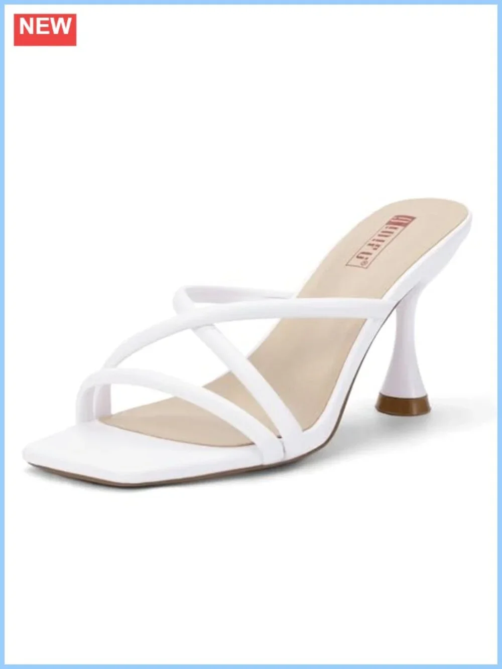 Women's Strappy Kitten Heel Sandals Square Open Toe Slip-On Wedge